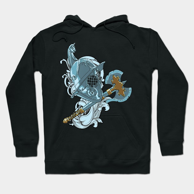 Knight Helmet Illustration Hoodie by Foxxy Merch